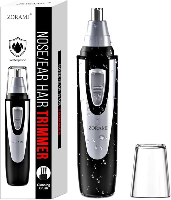 Ear and Nose Hair Trimmer Clipper - 2024 Professional Painless Eyebrow & Facial Hair Trimmer for Men Women,Battery-Operated Trimmer with IPX7 Waterproof,Dual Edge Blades for Easy Cleansing Black