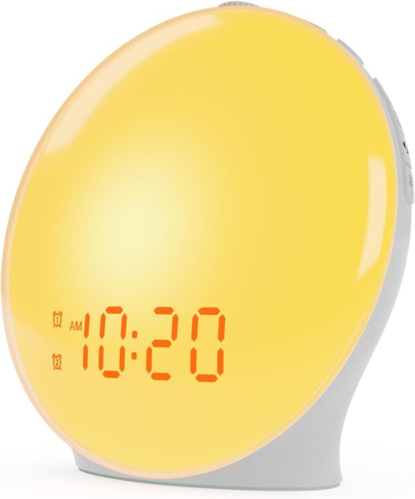 Wake Up Light Sunrise Alarm Clock for Kids, Heavy Sleepers, Bedroom, with Sunrise Simulation, Sleep Aid, Dual Alarms, FM Radio, Snooze, Nightlight, Daylight, 7 Colors, 7 Natural Sounds, Ideal for Gift - Image 2