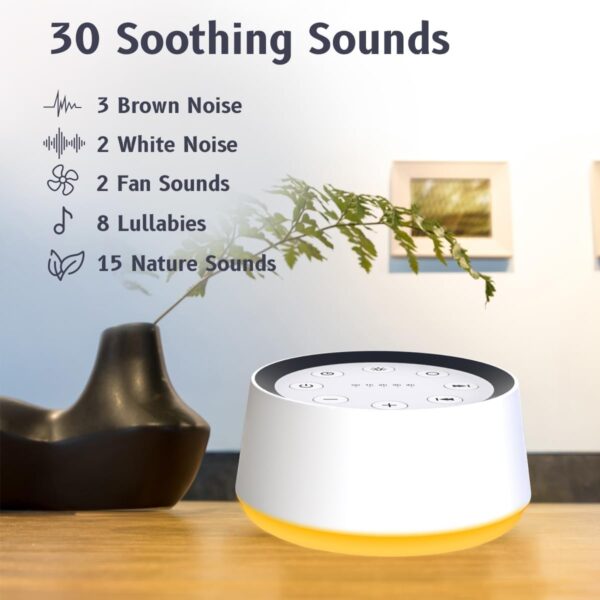 Brown Noise Sound Machine with 30 Soothing Sounds 12 Colors Night Light White Noise Machine for Adults Baby Kids Sleep Machines Memory Function 36 Volume Levels 5 Timers for Home Office Travel - Image 3