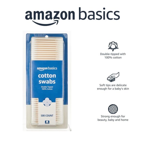 Amazon Basics Cotton Swabs, 500 Count - Image 3