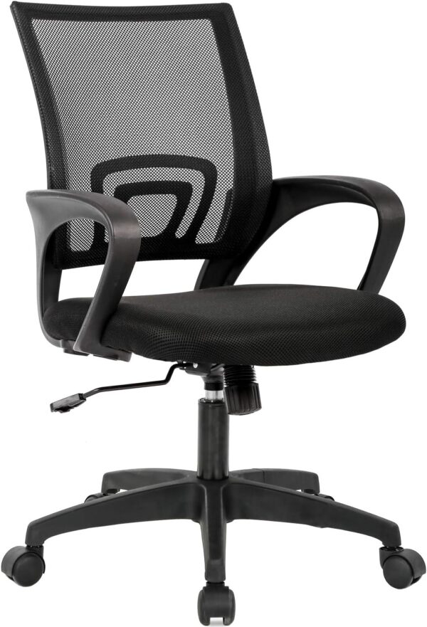 Home Office Chair Ergonomic Desk Chair Mesh Computer Chair with Lumbar Support Armrest Executive Rolling Swivel Adjustable Mid Back Task Chair for Women Adults, Black