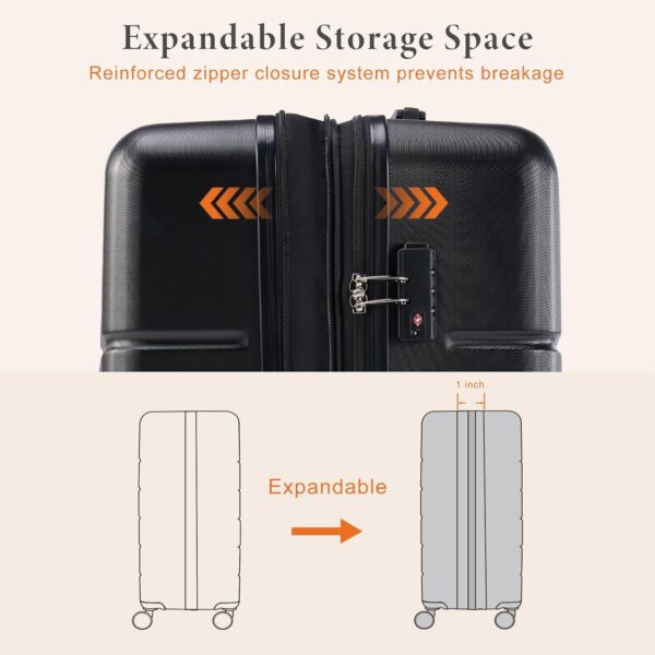 Sweetcrispy 3-Piece Luggage Sets, Hard Shell ABS Suitcases with Double Spinner Wheels, Lightweight Expandable Rolling Travel Suit Case with TSA Lock - Image 4