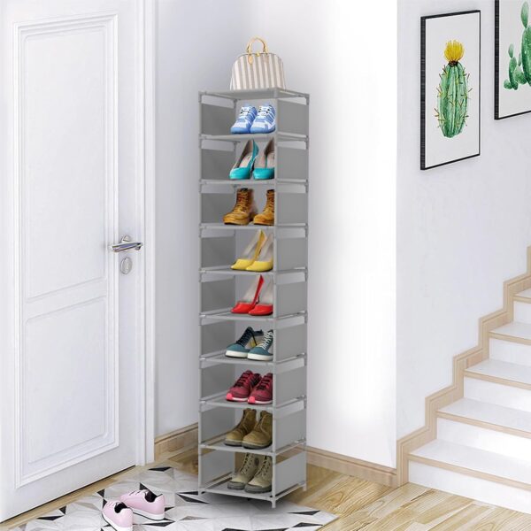 10 Tiers Shoe Rack, Space Saving Shoe Shelf Organizer, Tall Narrow Shoe Rack for Door Entryway, Closet