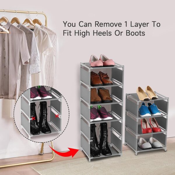 10 Tiers Shoe Rack, Space Saving Shoe Shelf Organizer, Tall Narrow Shoe Rack for Door Entryway, Closet - Image 4