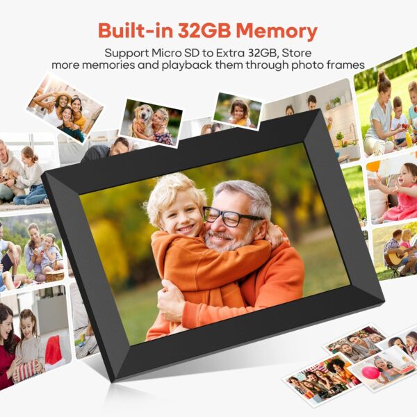 Frameo 10.1 Inch WiFi Digital Picture Frame, 1280x800 HD IPS Touch Screen Photo Frame Electronic, 32GB Memory, Auto-Rotate, Wall Mountable, Share Photos/Videos Instantly via Frameo App from Anywhere - Image 2