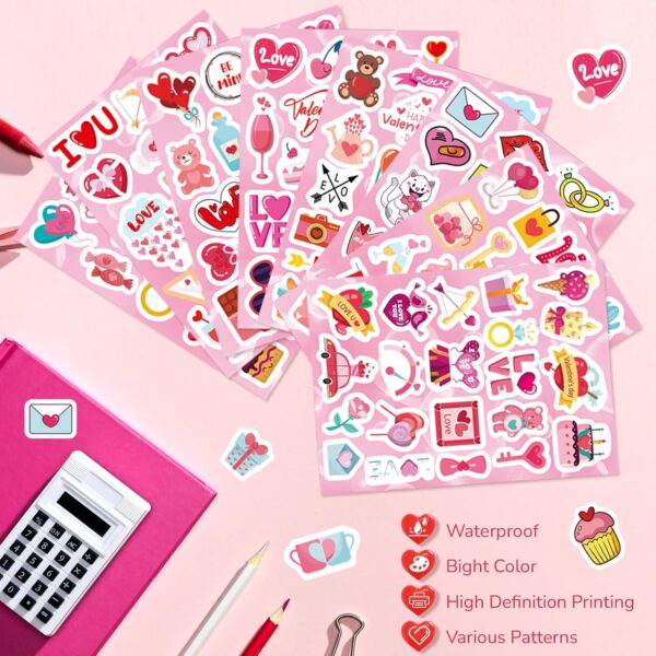 468 PCS Valentines Stickers for Kids, Colorful Heart Stickers Bulk Valentines Crafts Kids Party Favors Supplies, Valentine's Day Stickers for Water Bottle Gifts Box Valentine Decorative for Her & Him - Image 2